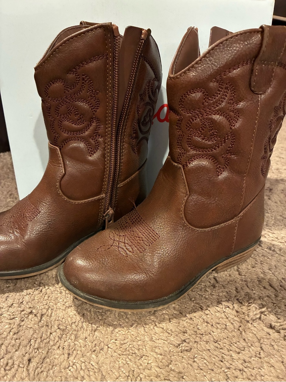 Cat & Jack Brown Kids' Western Zip-Up Boots